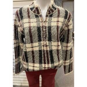 NEW ETHYL women's eyelash plaid sweater in plaid wordly